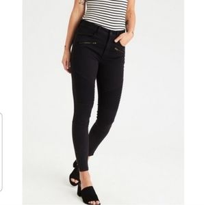 American Eagle Black Moto Hi Rise Jegging Skinny